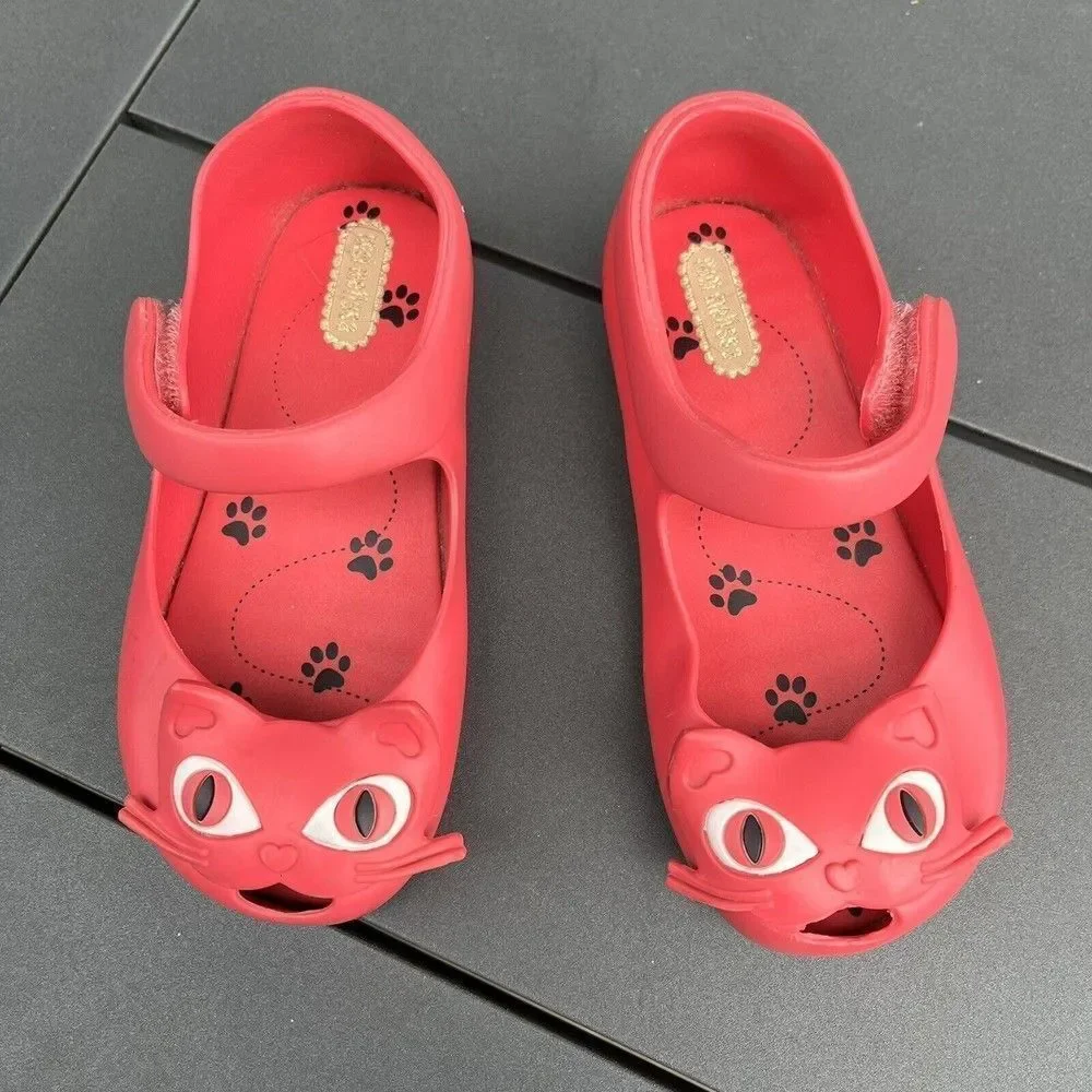 Mini Melissa Ultragirl II Pink Cat Mary Jane Flats Shoes Toddler Girls Size 9